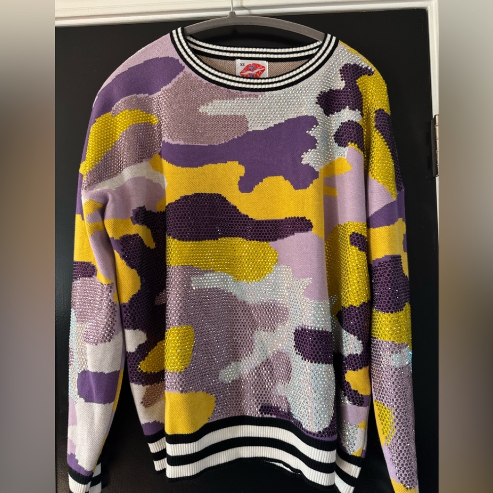 Sparkle City LSU rhinestone camo sweater